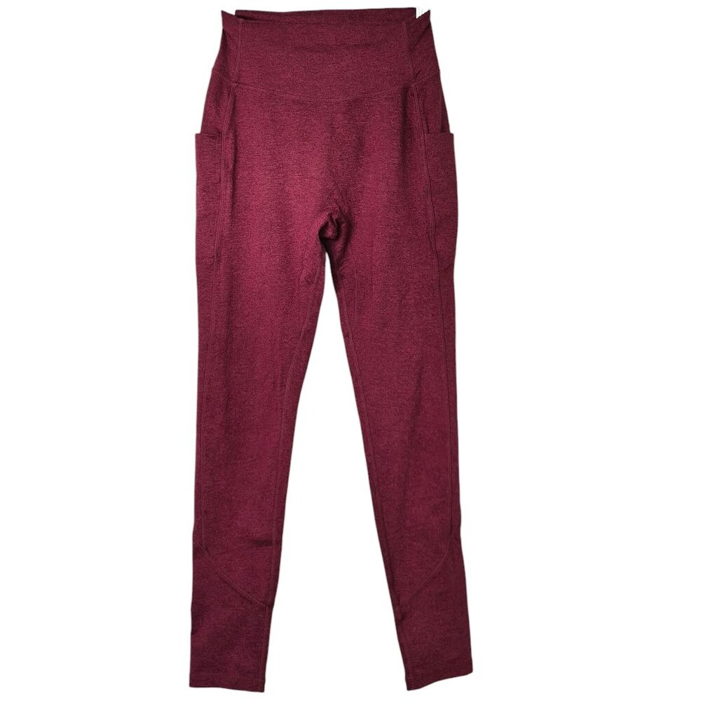 Stori Leggings Sz 6 Heavyweight Double Brush Soft Pockets Burgundy Heather Yoga - Picture 2 of 8